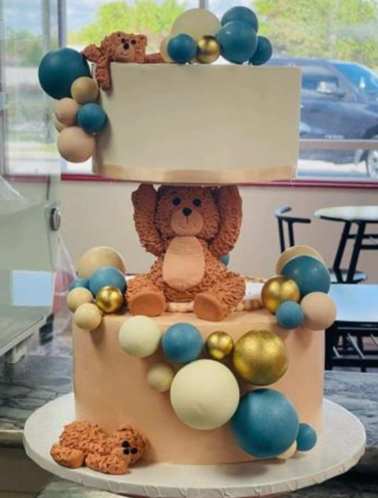 Pastel de globos con osito de peluche (alimenta a 50-55 personas)
