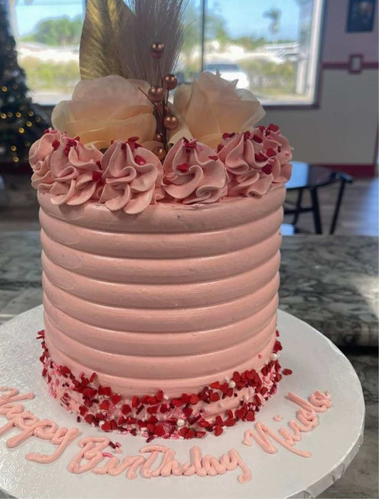 Pastel de cumpleaños rosa (para 6 a 8 personas)